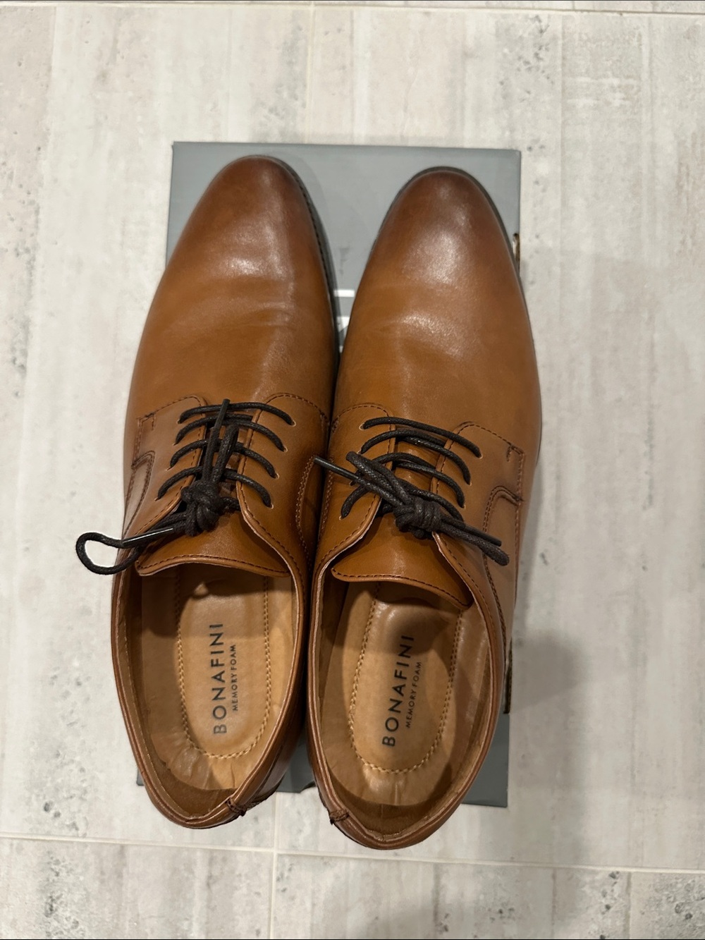 Bonafini Men's Tan Leather Oxford Dress Shoes